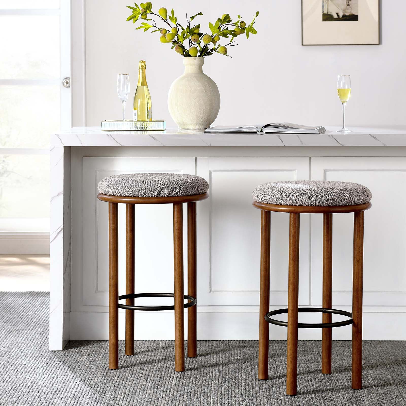 Fable Boucle Fabric Bar Stools - Set of 2 By Modway - EEI-6819 | Bar Stools | Modishstore - 32