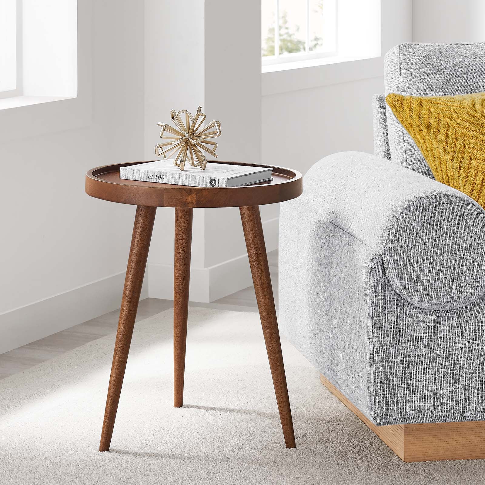 Modway Chiro Round Wood Side table Mid-century modern Black â EEI