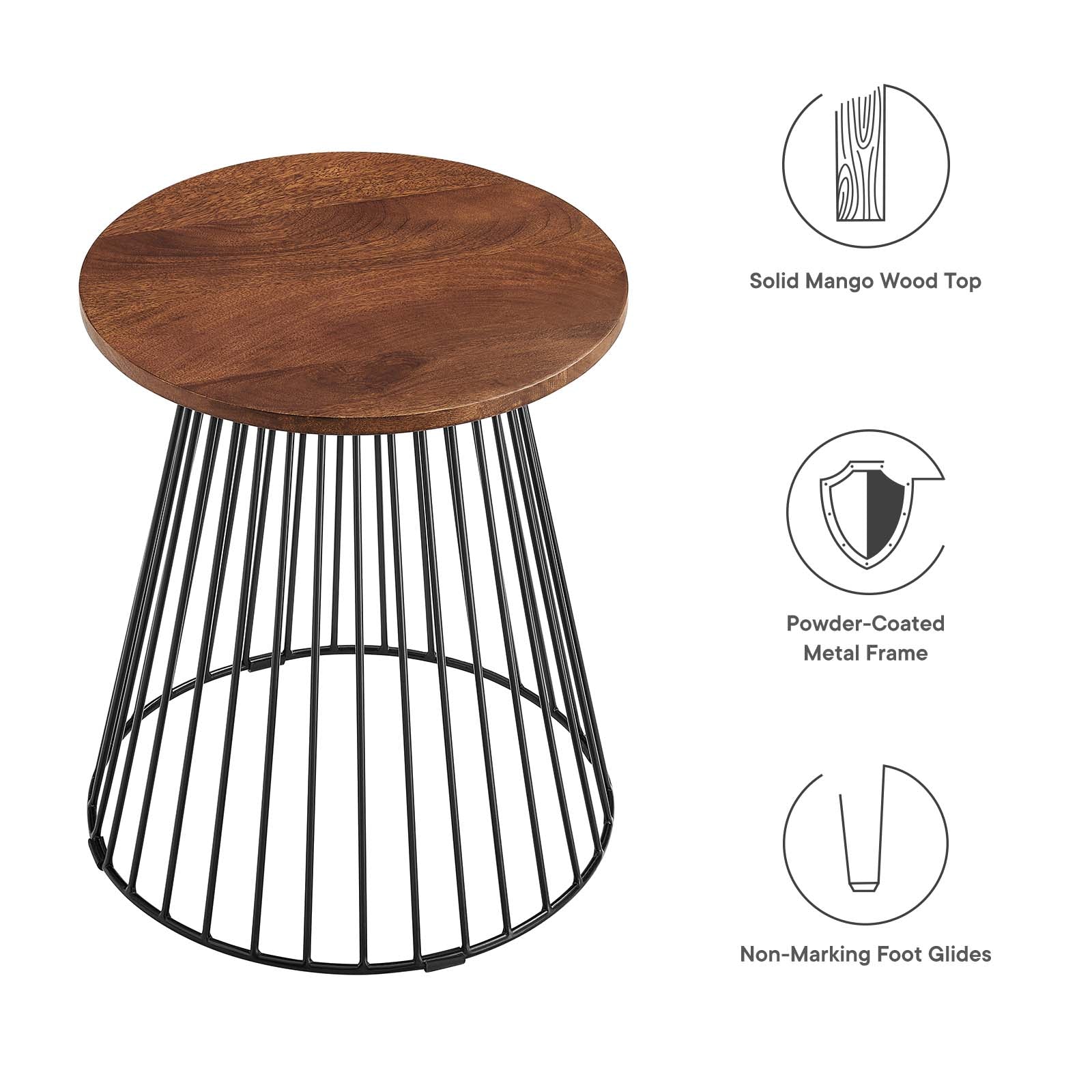 Valeo Round Wood and Metal Side Table By Modway - EEI-6831 | Side Tables | Modishstore - 6