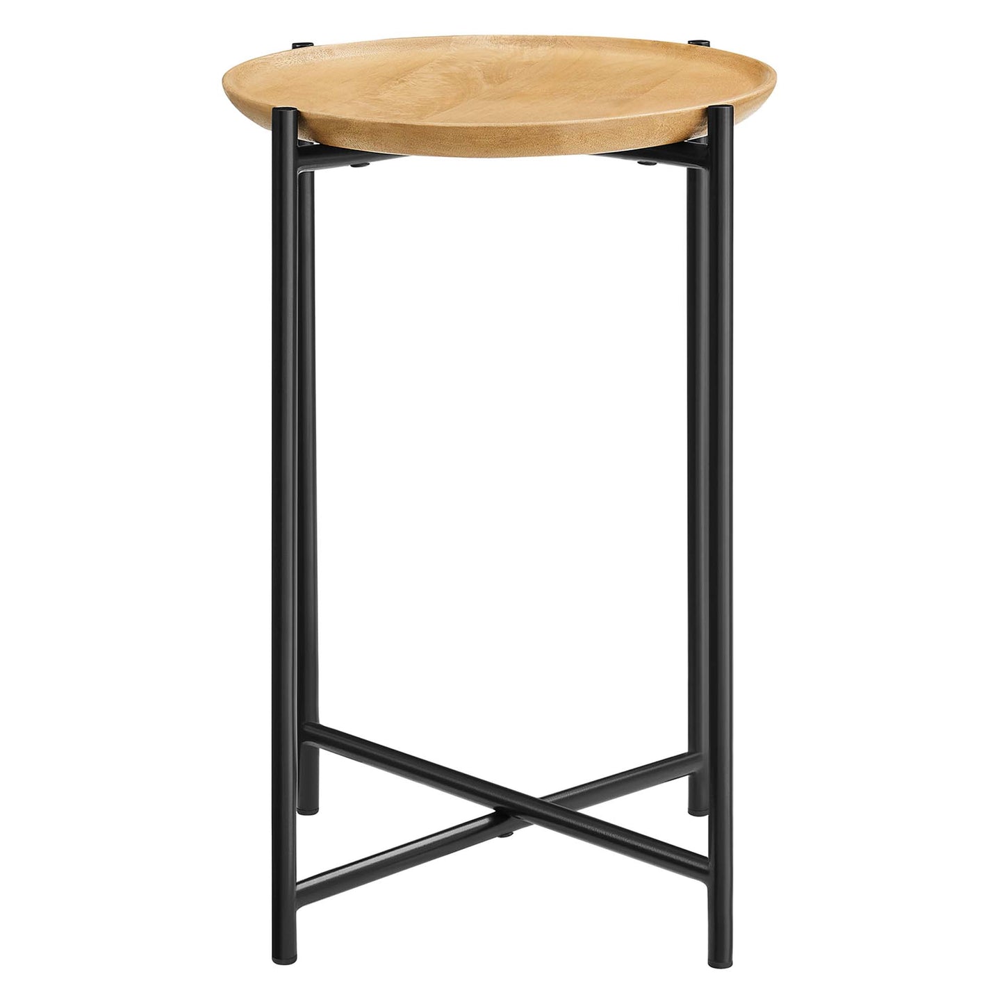 Modway Xilo Round Wood and Metal Side Table