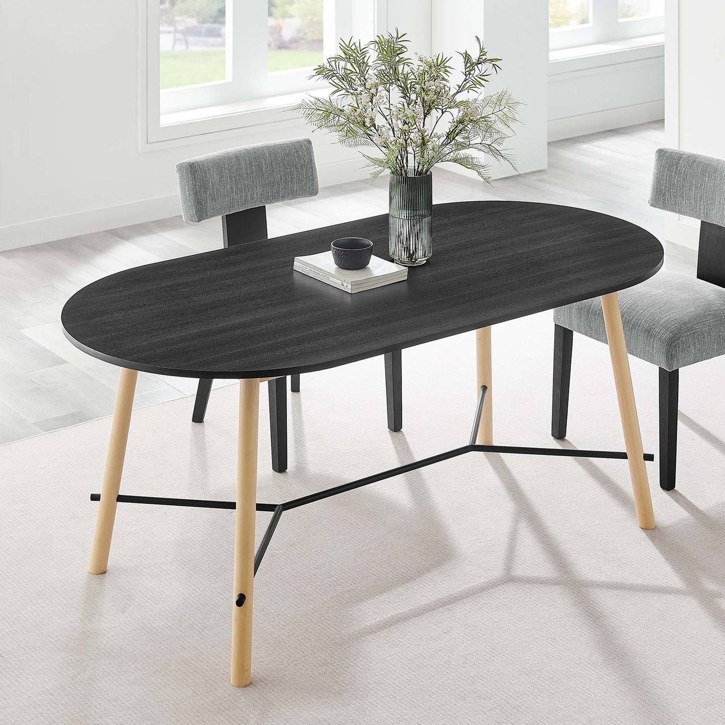Modway Infuse 71" Wood Dining table Modern Oval Natural