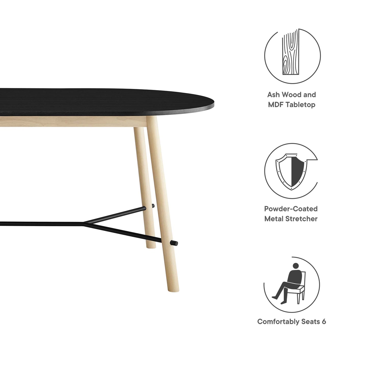 Modway Infuse 71" Wood Dining table Modern Oval Natural