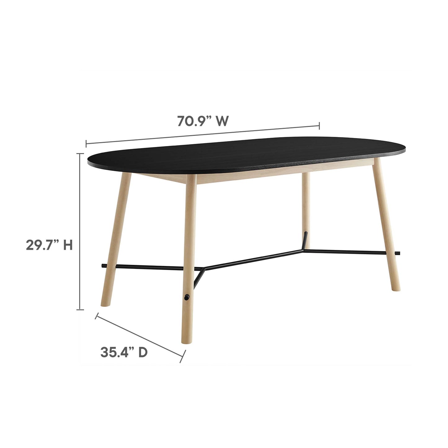 Modway Infuse 71" Wood Dining table Modern Oval Natural