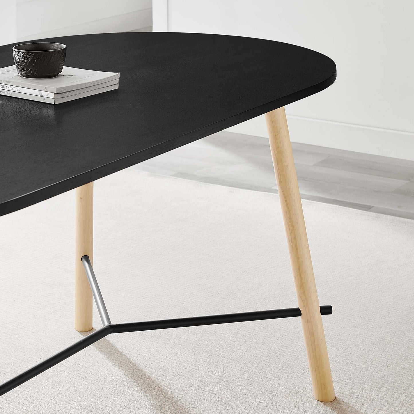 Modway Infuse 71" Wood Dining table Modern Oval Natural