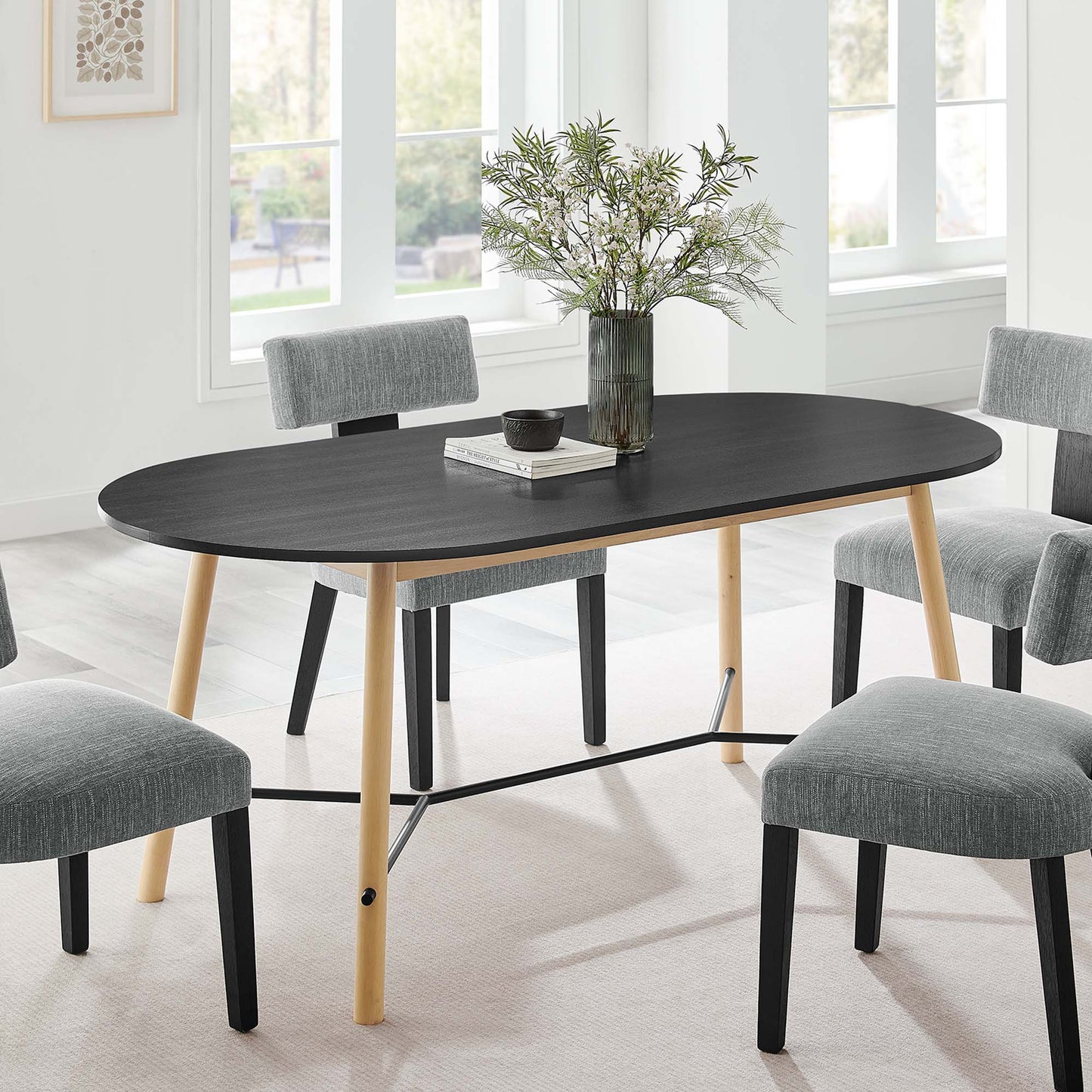 Modway Infuse 71" Wood Dining table Modern Oval Natural