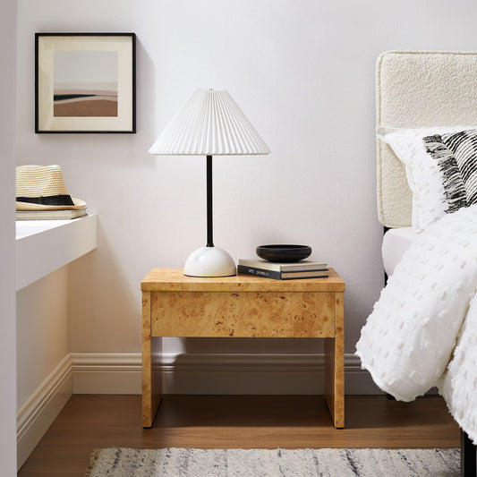 Hudson 1-Drawer Burl Wood Nightstand by Modway