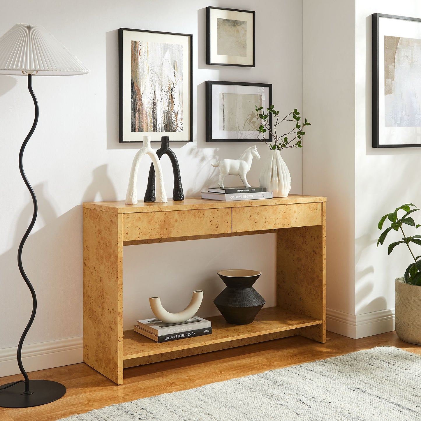 Hudson 2-Drawer Burl Wood Console Table by Modway | Accent Tables | Modishstore - 1