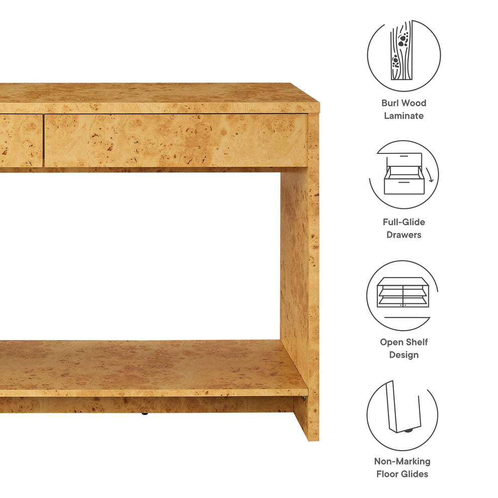 Hudson 2-Drawer Burl Wood Console Table by Modway | Accent Tables | Modishstore - 8