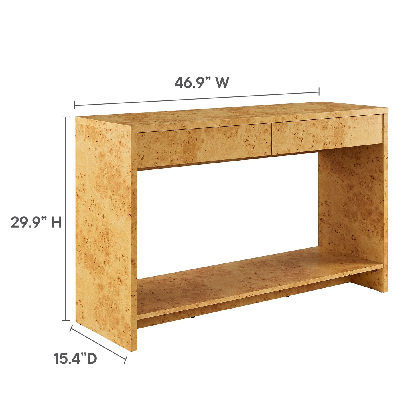 Hudson 2-Drawer Burl Wood Console Table by Modway | Accent Tables | Modishstore - 9