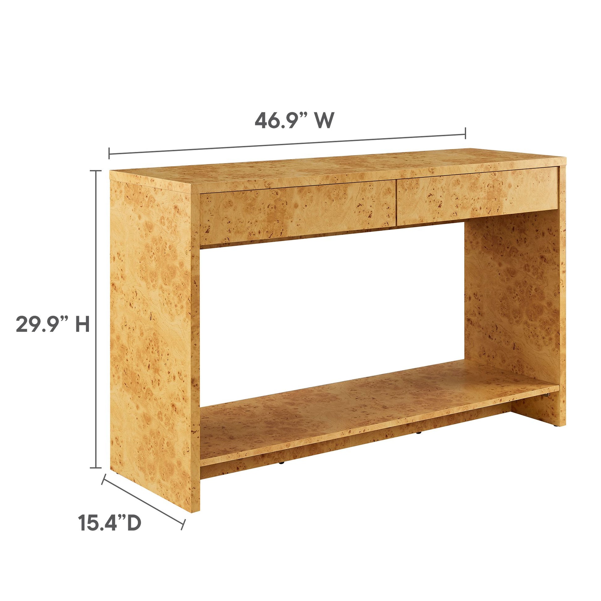 Hudson 2-Drawer Burl Wood Console Table by Modway | Accent Tables | Modishstore - 9