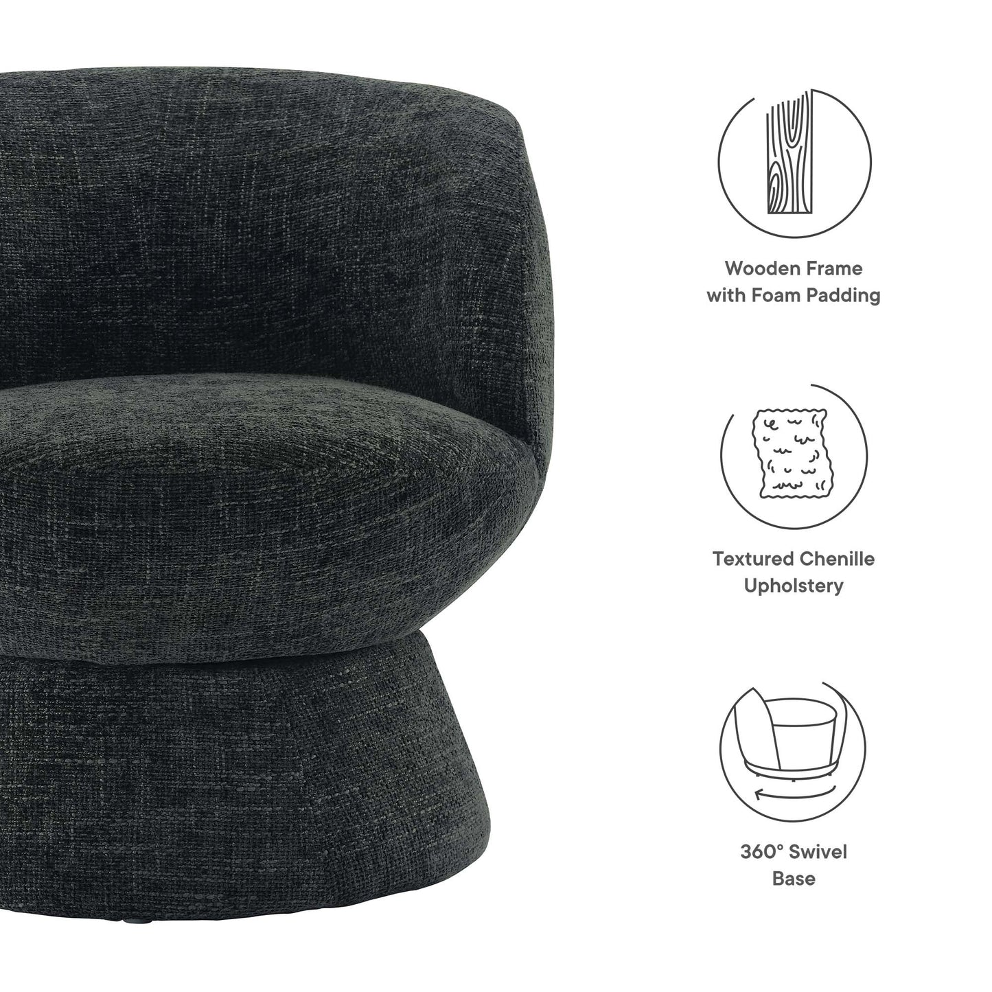 Vesta Chenille Fabric Upholstered Swivel Chair by Modway | Accent Chairs | Modishstore - 7