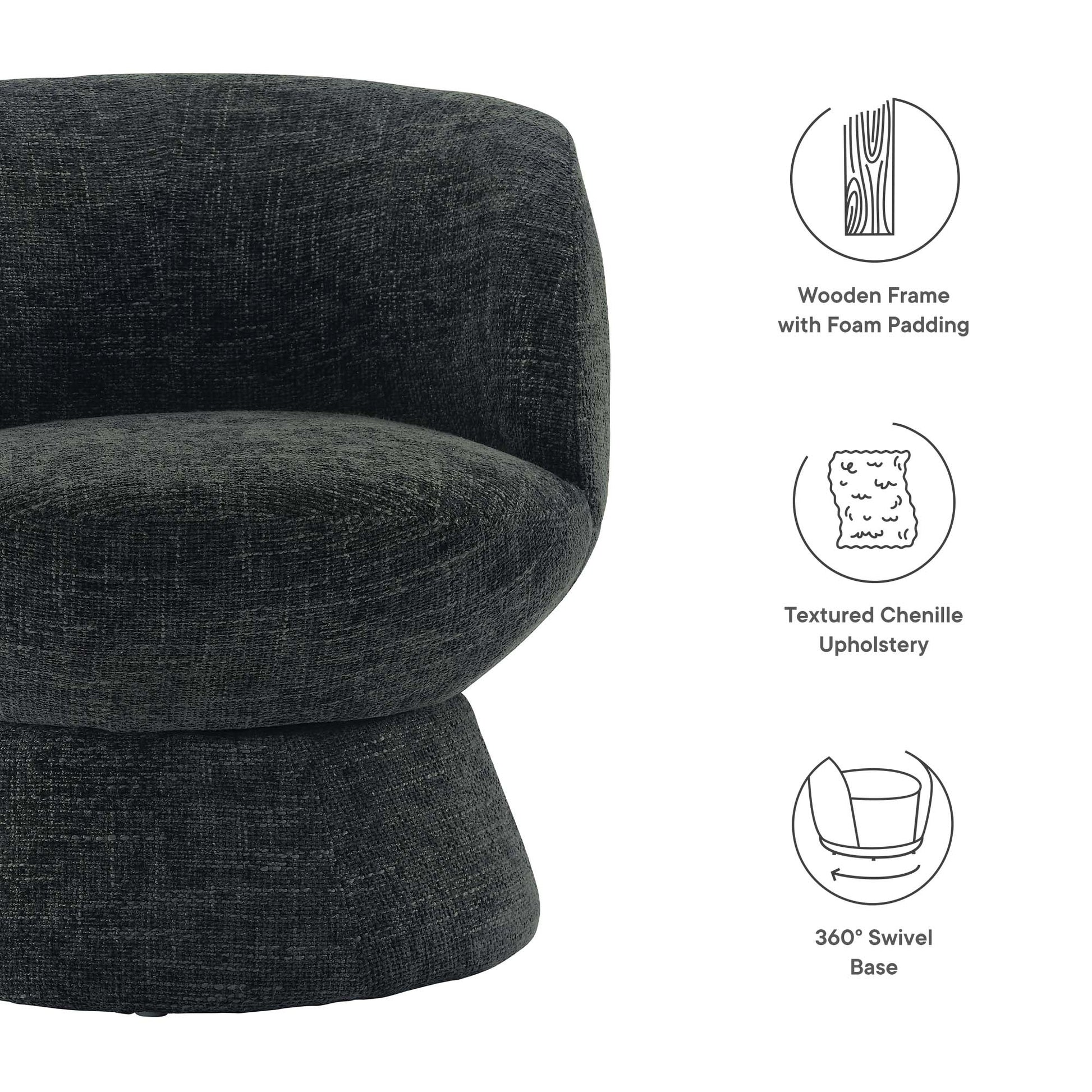 Vesta Chenille Fabric Upholstered Swivel Chair by Modway | Accent Chairs | Modishstore - 7