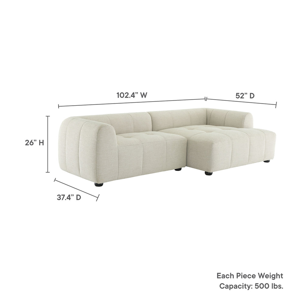 Liana Right-Facing Upholstered Fabric Modular Sofa with Chaise by Modway | Sofas | Modishstore - 8