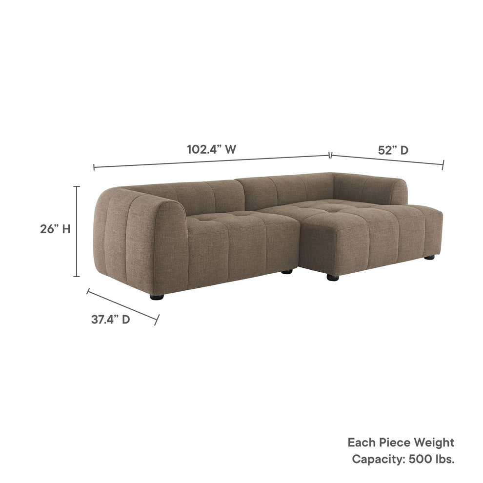 Liana Right-Facing Upholstered Fabric Modular Sofa with Chaise by Modway | Sofas | Modishstore - 16