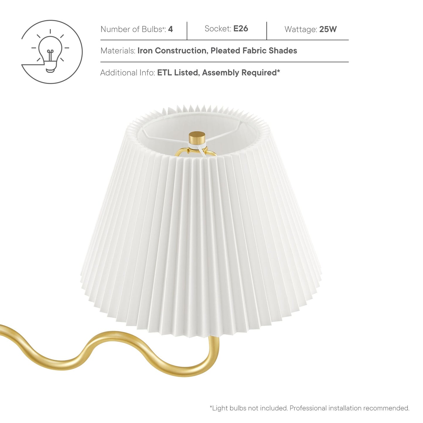 Wave Squiggle 4-Arm Pendant Light by Modway | Ceiling Lamps | Modishstore - 19