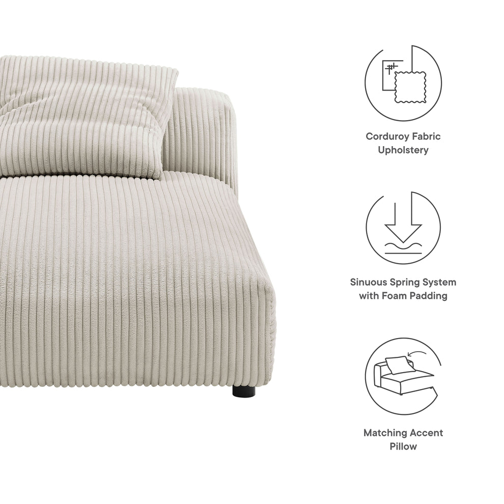 Solace Modular Corduroy Upholstered Armless Chaise Lounge by Modway | Accent Chairs | Modishstore - 8
