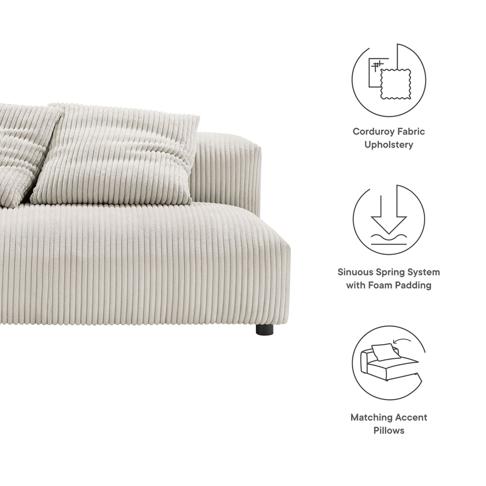 Solace Modular Corduroy Upholstered Armless Loveseat by Modway | Loveseats | Modishstore - 8