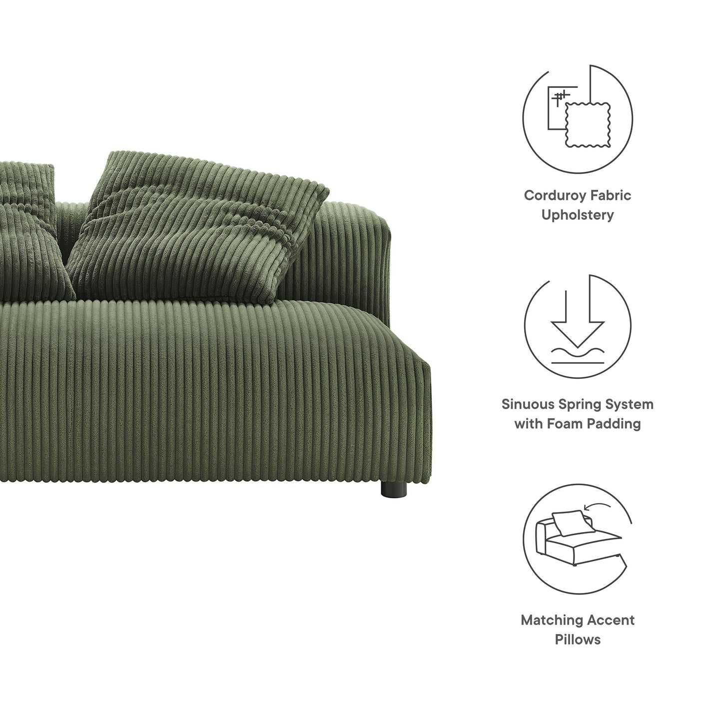 Solace Modular Corduroy Upholstered Armless Loveseat by Modway | Loveseats | Modishstore - 17