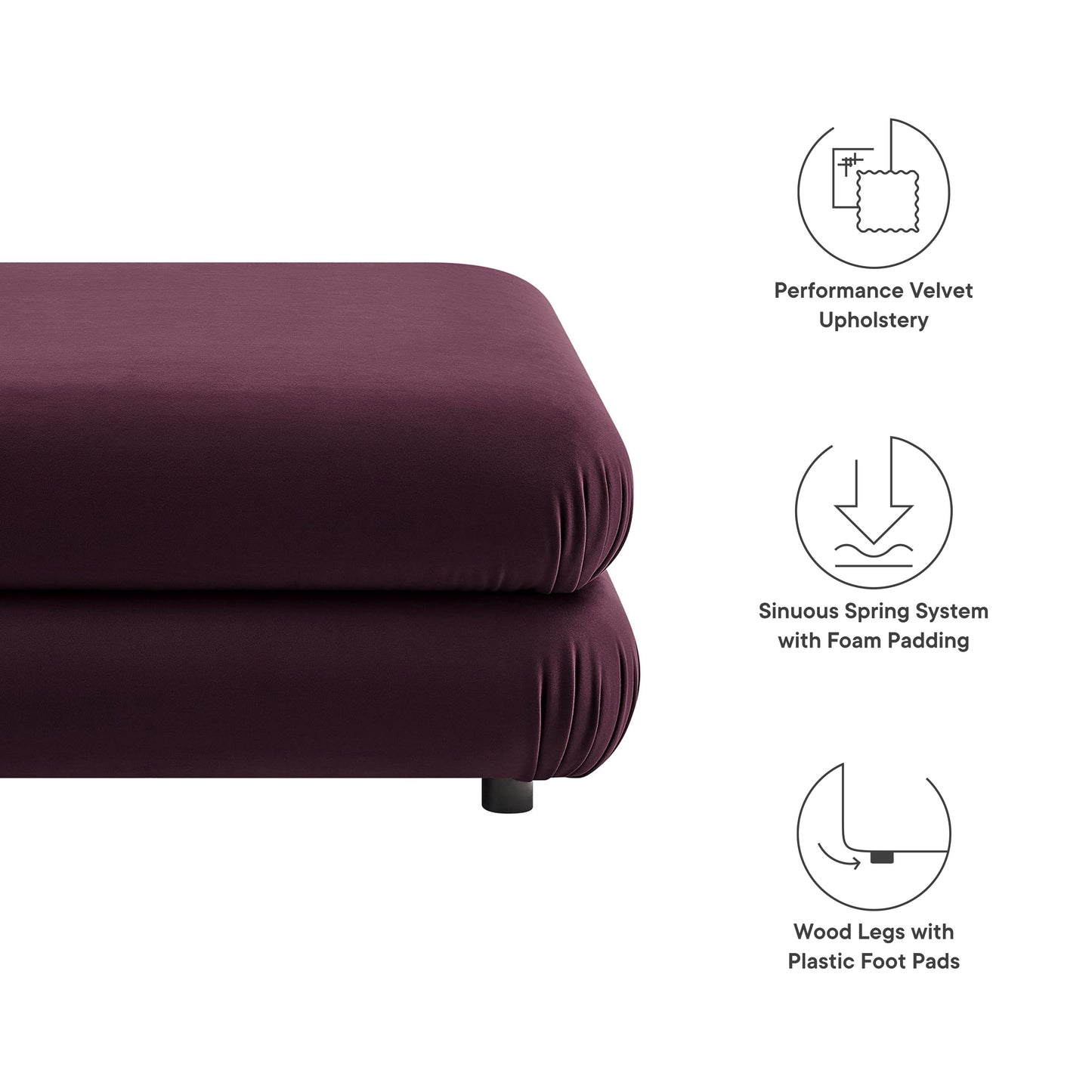 Jubilee Modular Performance Velvet Ottoman by Modway | Ottomans | Modishstore - 17