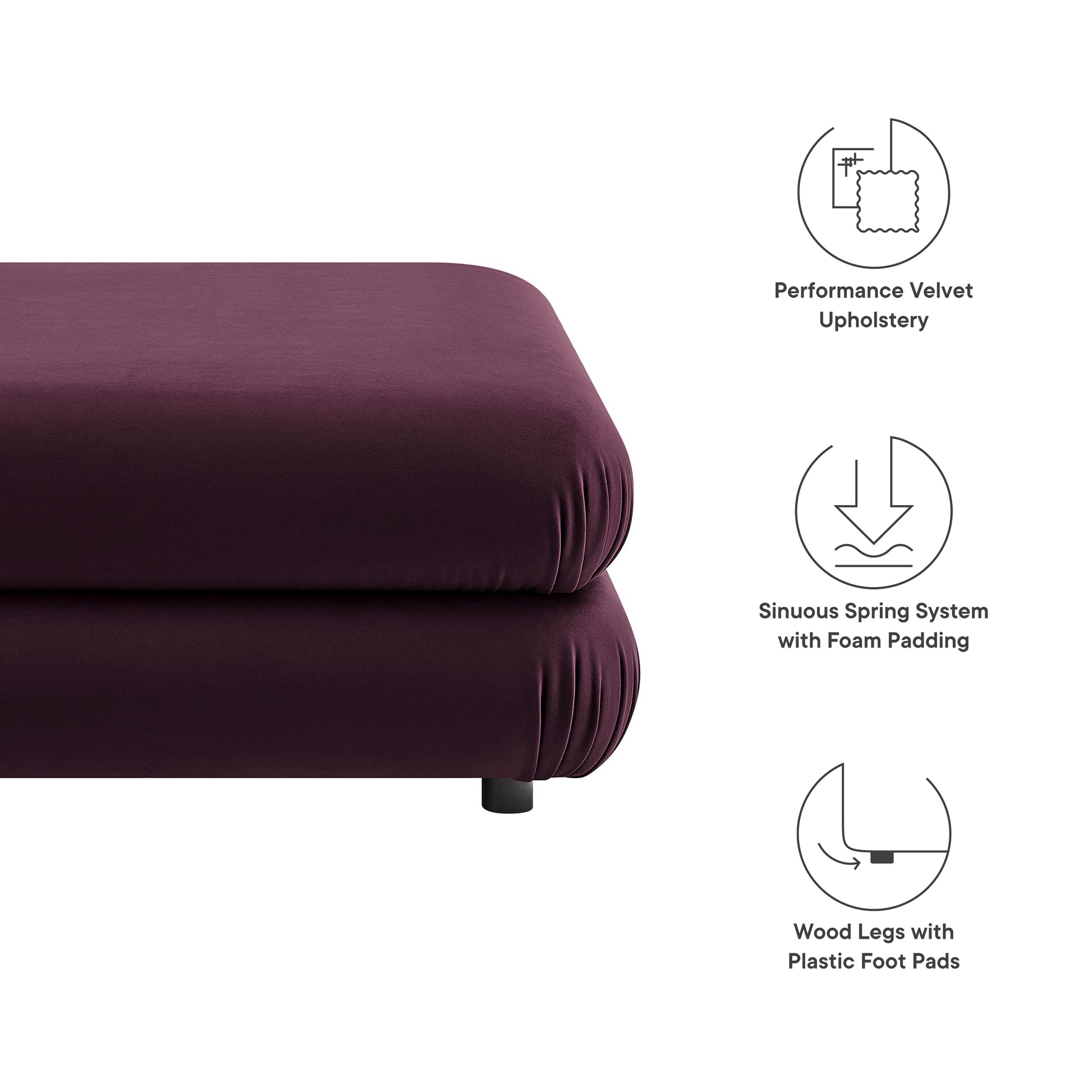 Jubilee Modular Performance Velvet Ottoman by Modway | Ottomans | Modishstore - 17