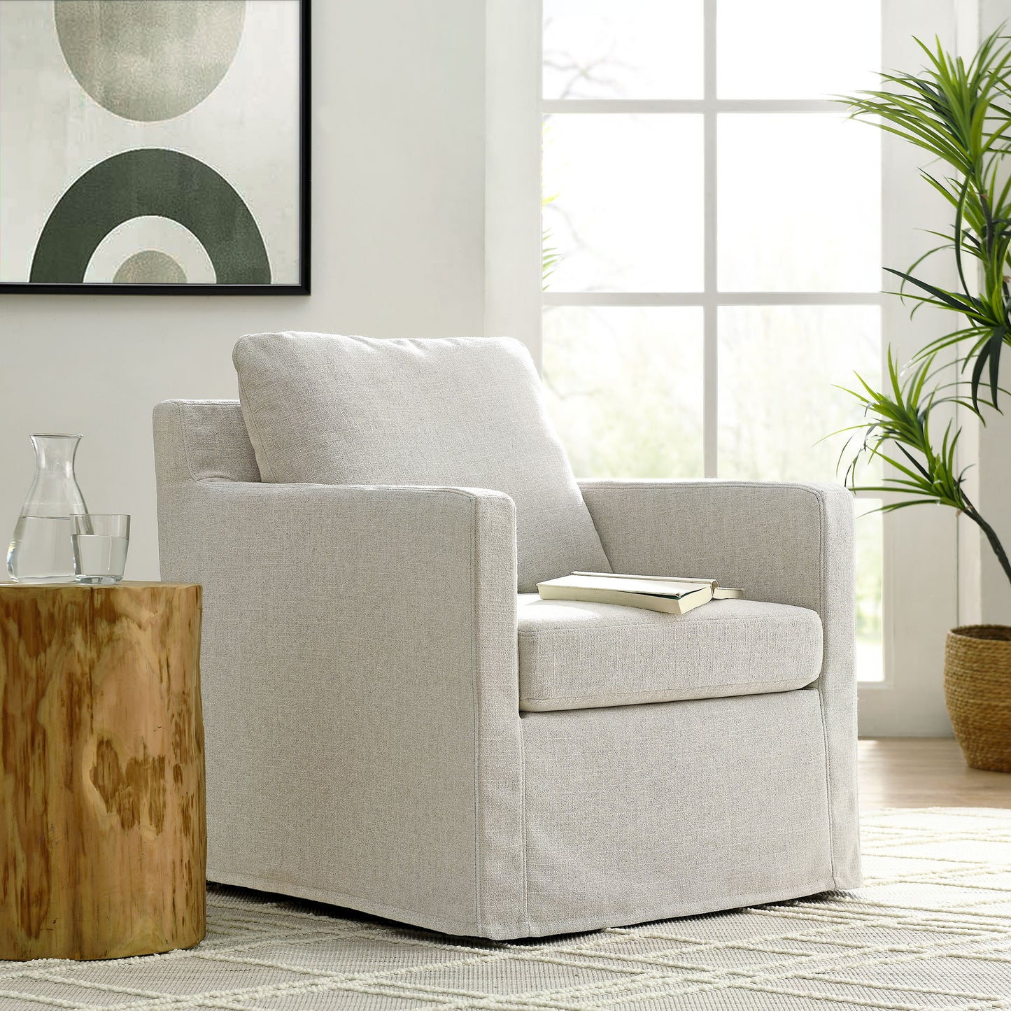 Serene Fabric Slipcovered Swivel Armchair by Modway | Armchairs | Modishstore - 1