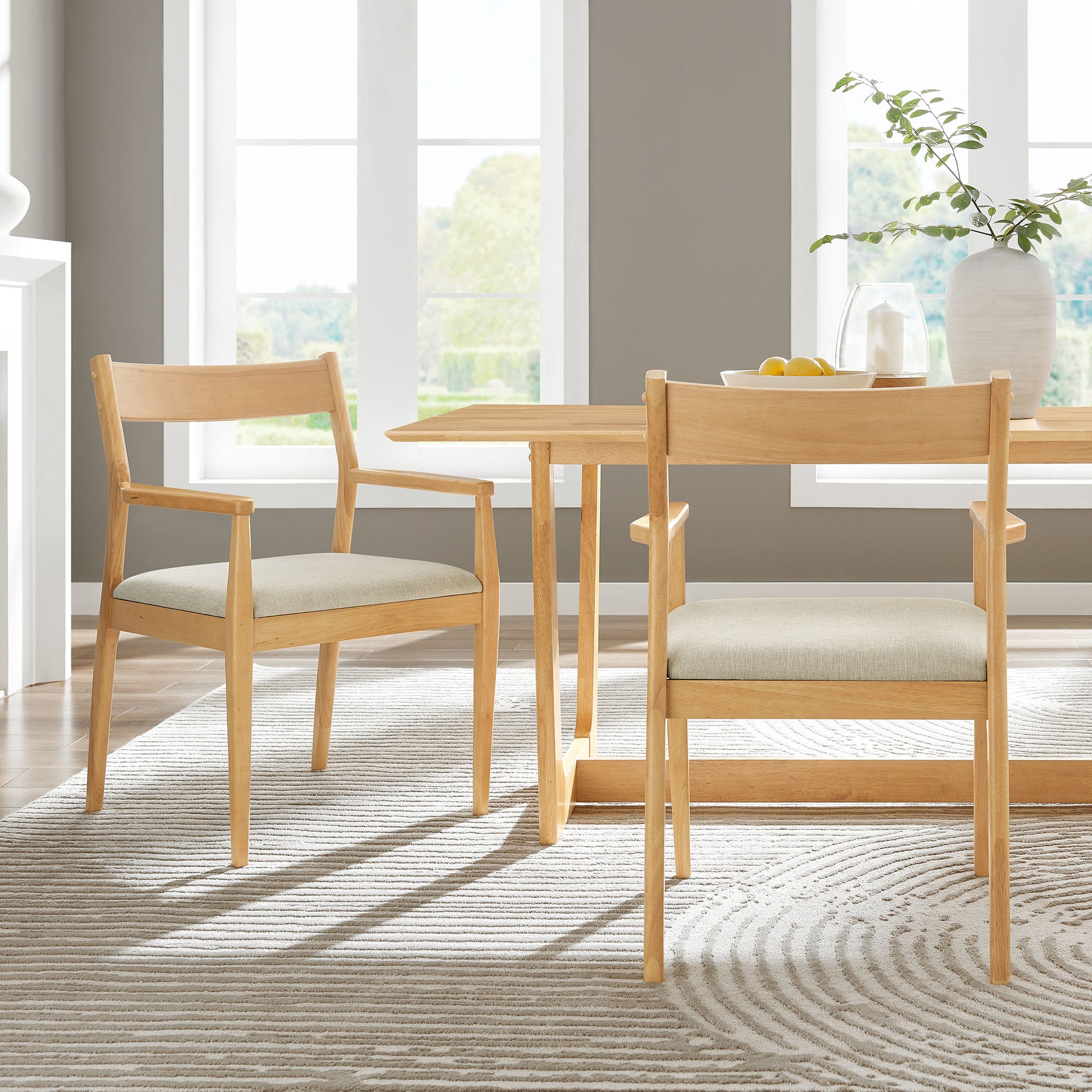 Solara Fabric Wood Dining Armchairs Set of 2 by Modway | Dining Chairs | Modishstore - 1