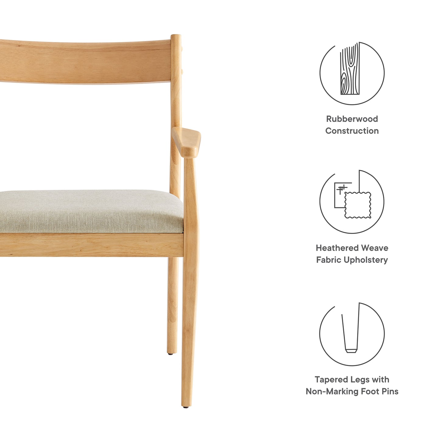 Solara Fabric Wood Dining Armchairs Set of 2 by Modway | Dining Chairs | Modishstore - 9