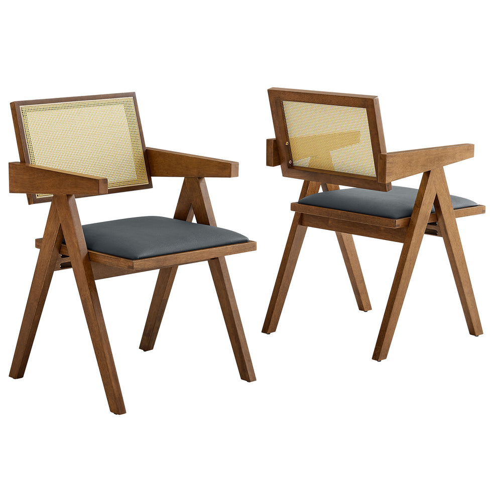 Thera Vegan Leather Cane Dining Armchairs Set of 2 by Modway | Dining Chairs | Modishstore - 2
