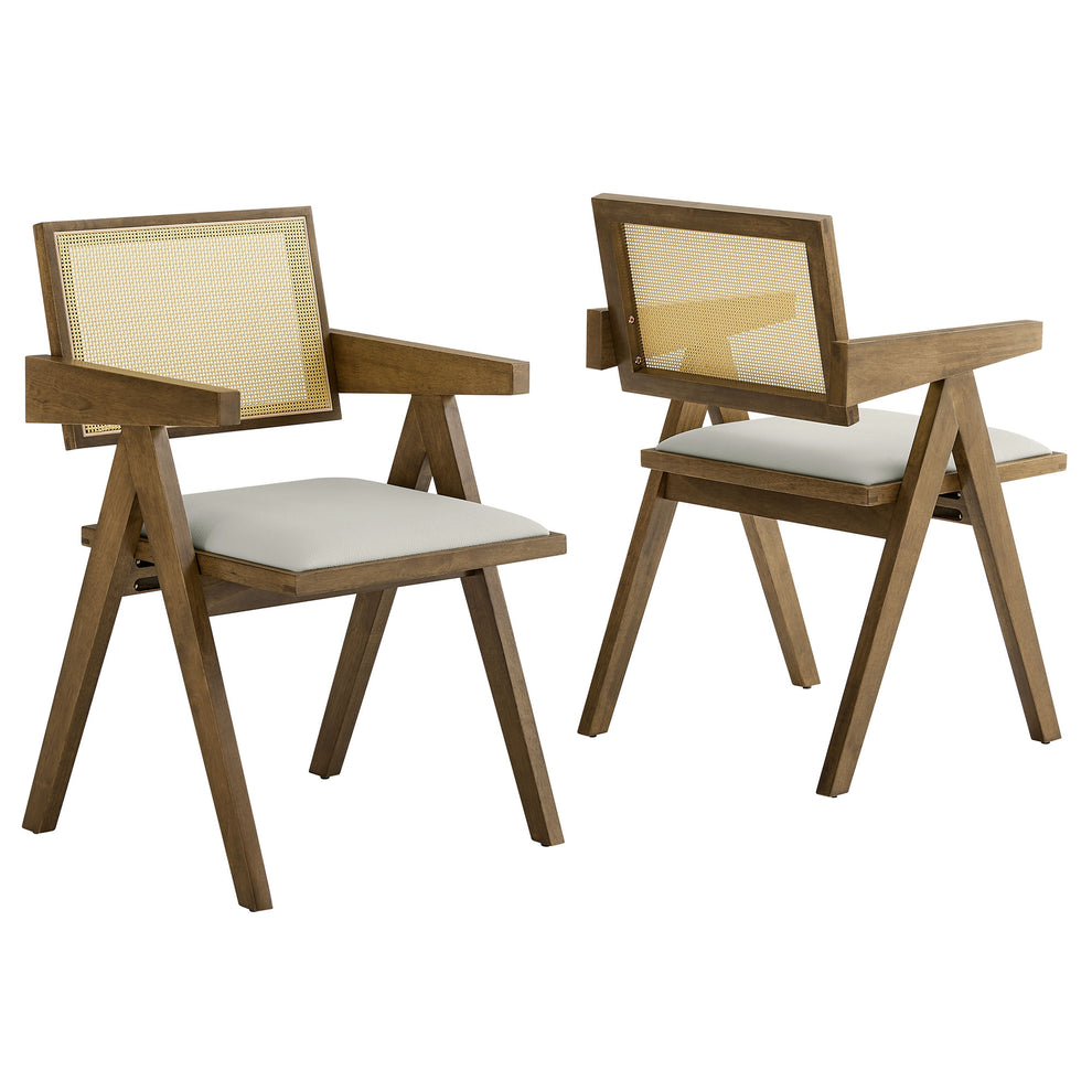 Thera Vegan Leather Cane Dining Armchairs Set of 2 by Modway | Dining Chairs | Modishstore - 11