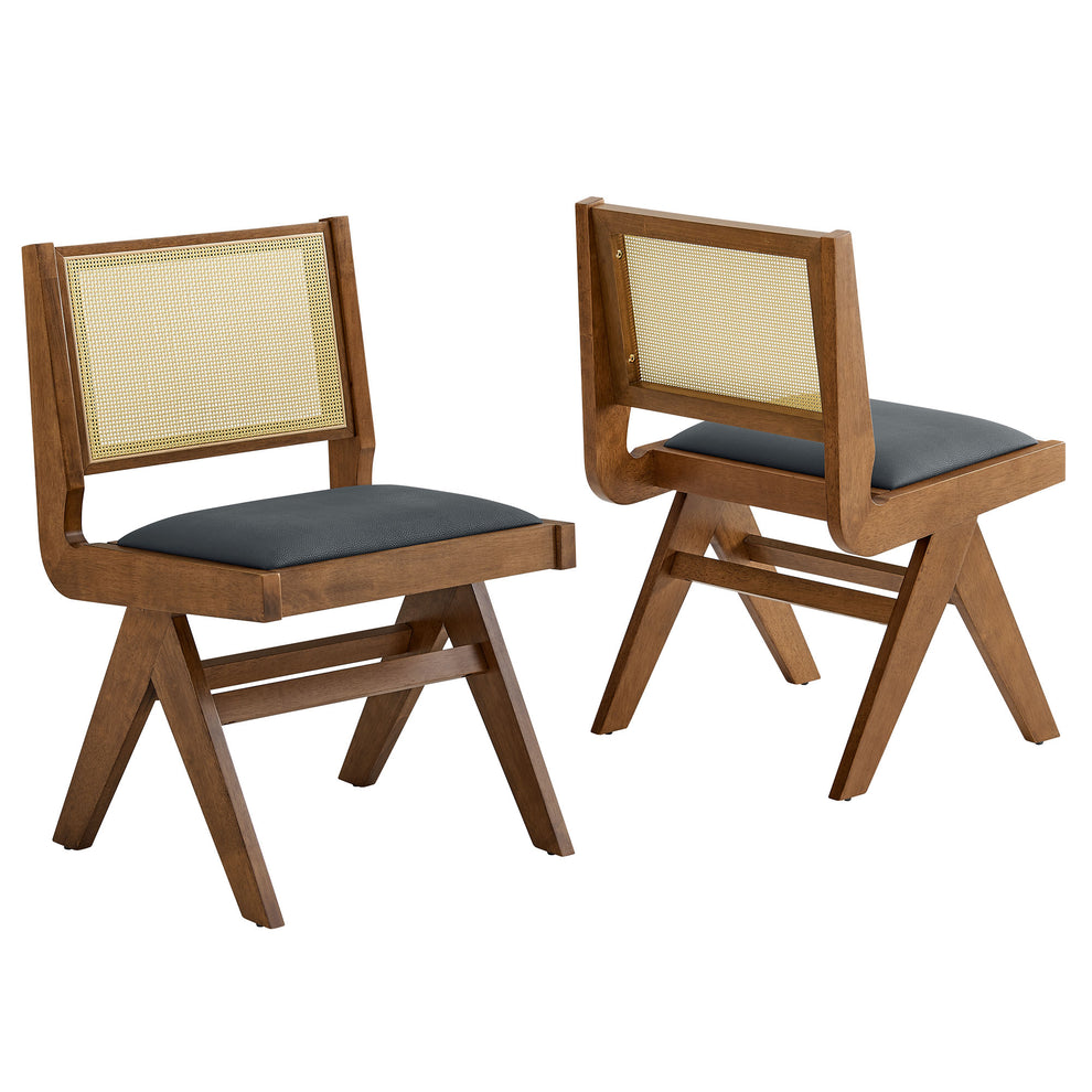 Thera Vegan Leather and Cane Dining Side Chairs Set of 2 by Modway | Dining Chairs | Modishstore - 2