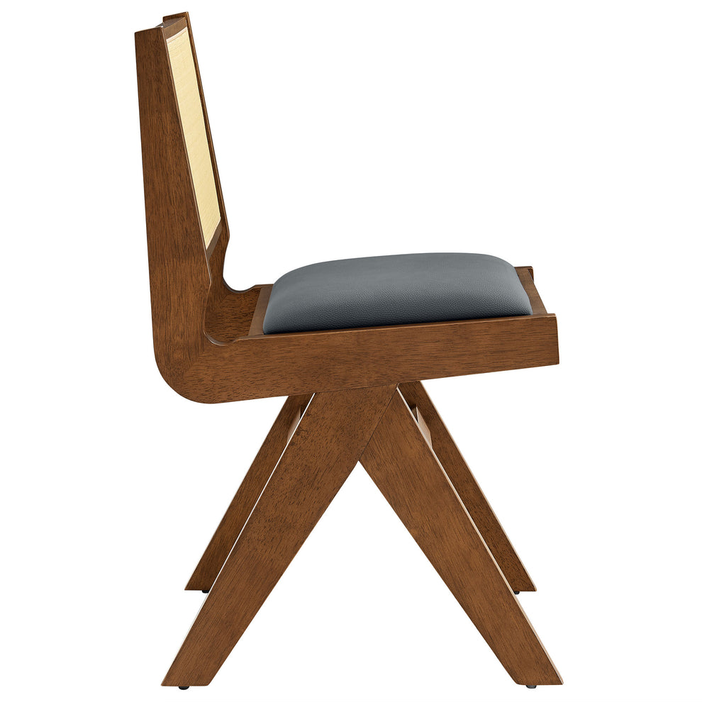 Thera Vegan Leather and Cane Dining Side Chairs Set of 2 by Modway | Dining Chairs | Modishstore - 4