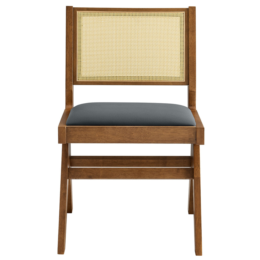 Thera Vegan Leather and Cane Dining Side Chairs Set of 2 by Modway | Dining Chairs | Modishstore - 6