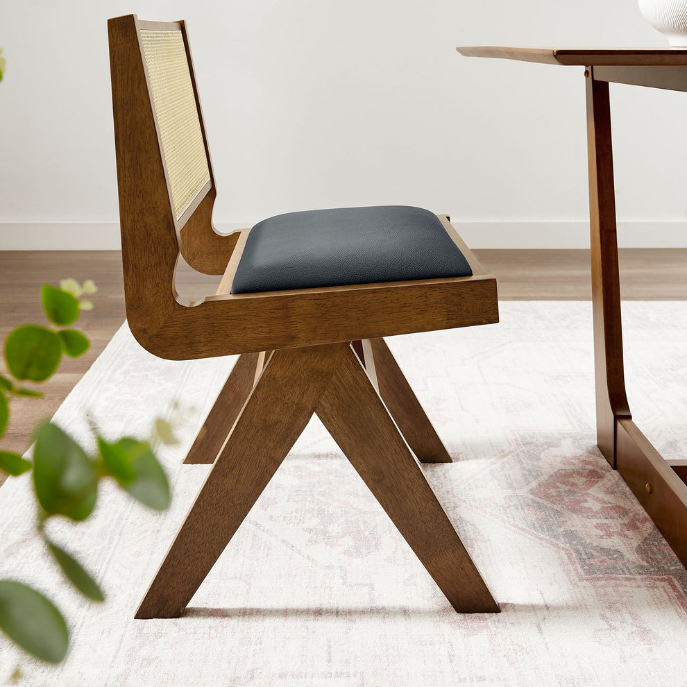 Thera Vegan Leather and Cane Dining Side Chairs Set of 2 by Modway | Dining Chairs | Modishstore - 8