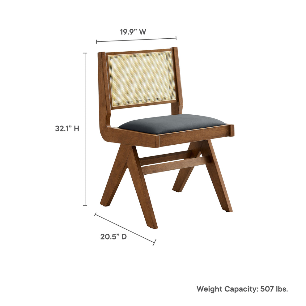 Thera Vegan Leather and Cane Dining Side Chairs Set of 2 by Modway | Dining Chairs | Modishstore - 10