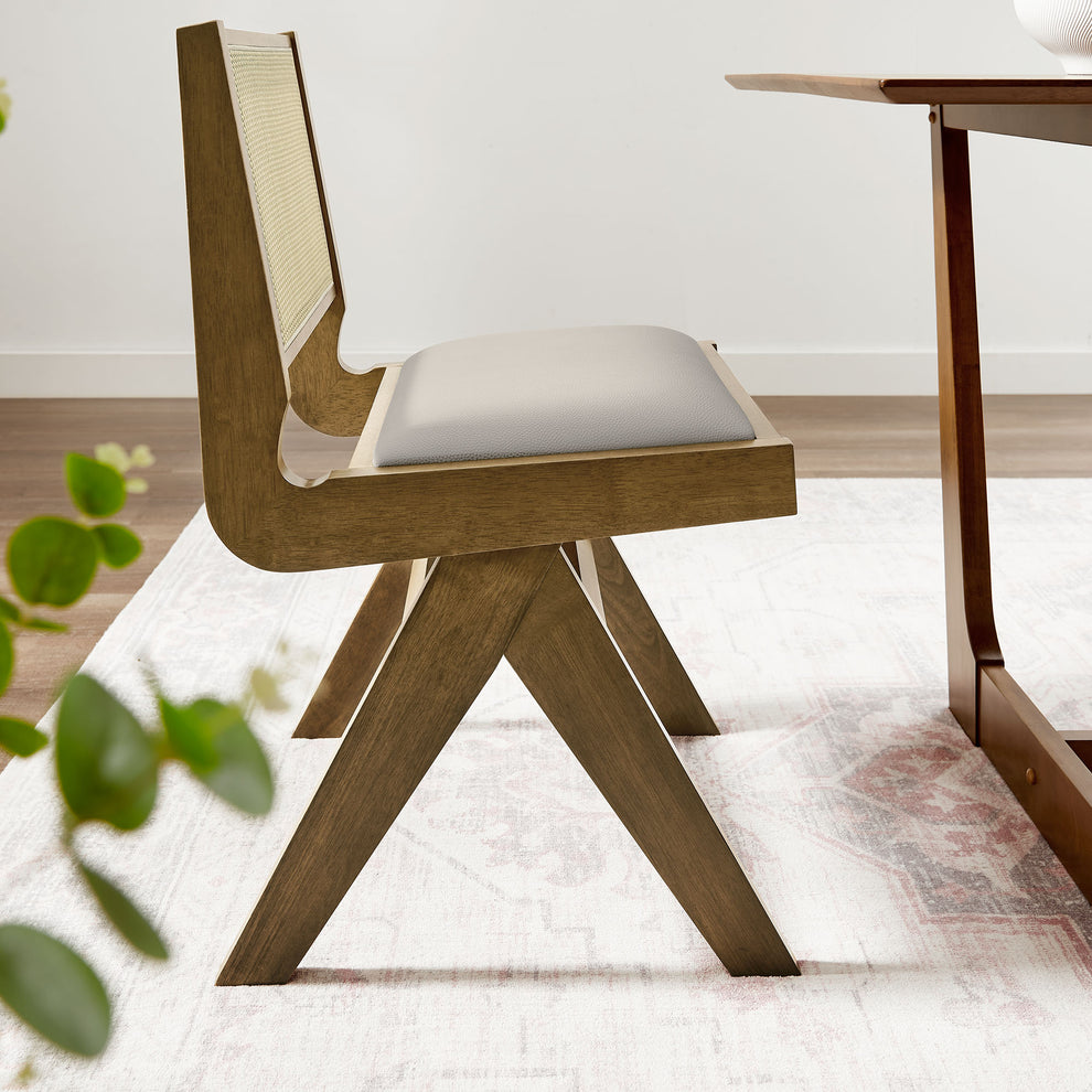 Thera Vegan Leather and Cane Dining Side Chairs Set of 2 by Modway | Dining Chairs | Modishstore - 17