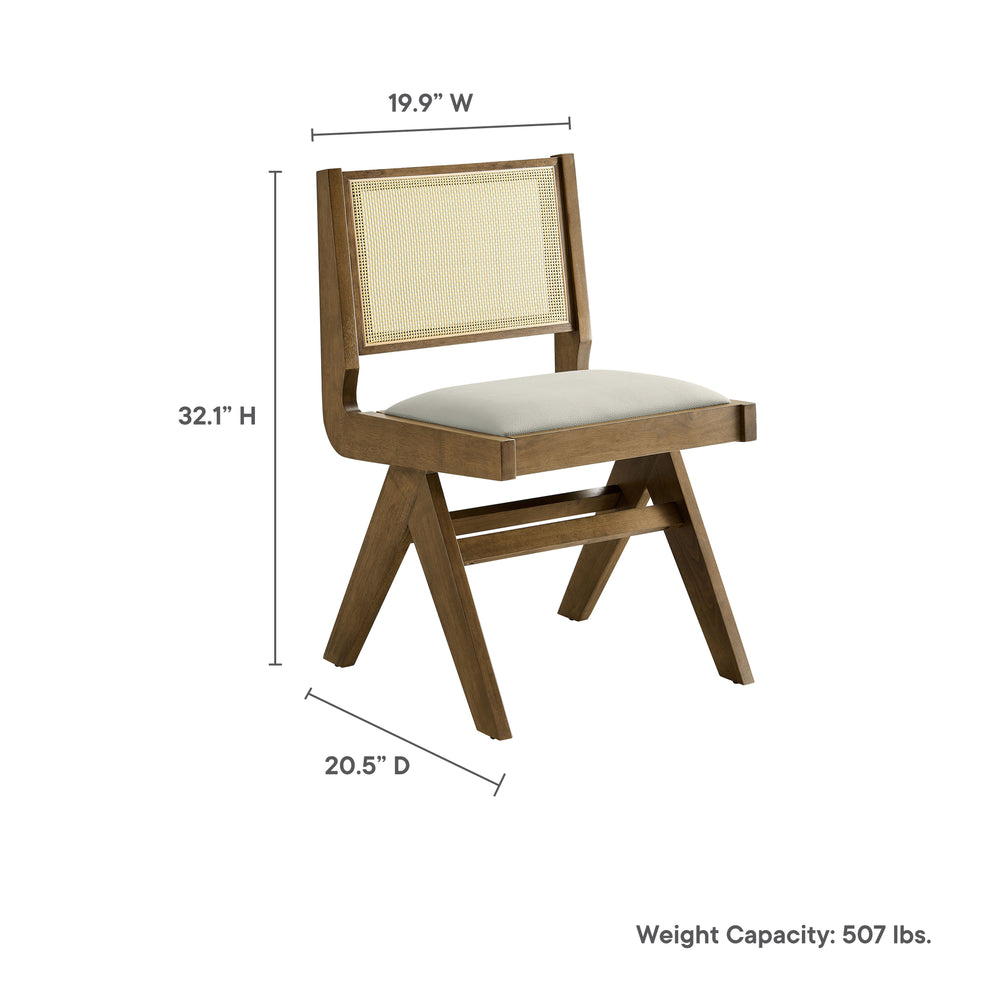 Thera Vegan Leather and Cane Dining Side Chairs Set of 2 by Modway | Dining Chairs | Modishstore - 20