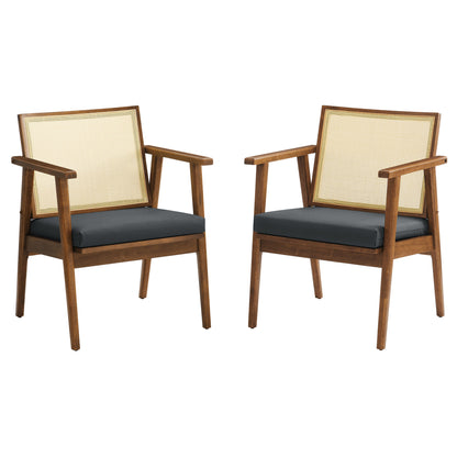 Thera Vegan Leather and Cane Accent Armchairs Set of 2 by Modway | Sofa Set | Modishstore - 2