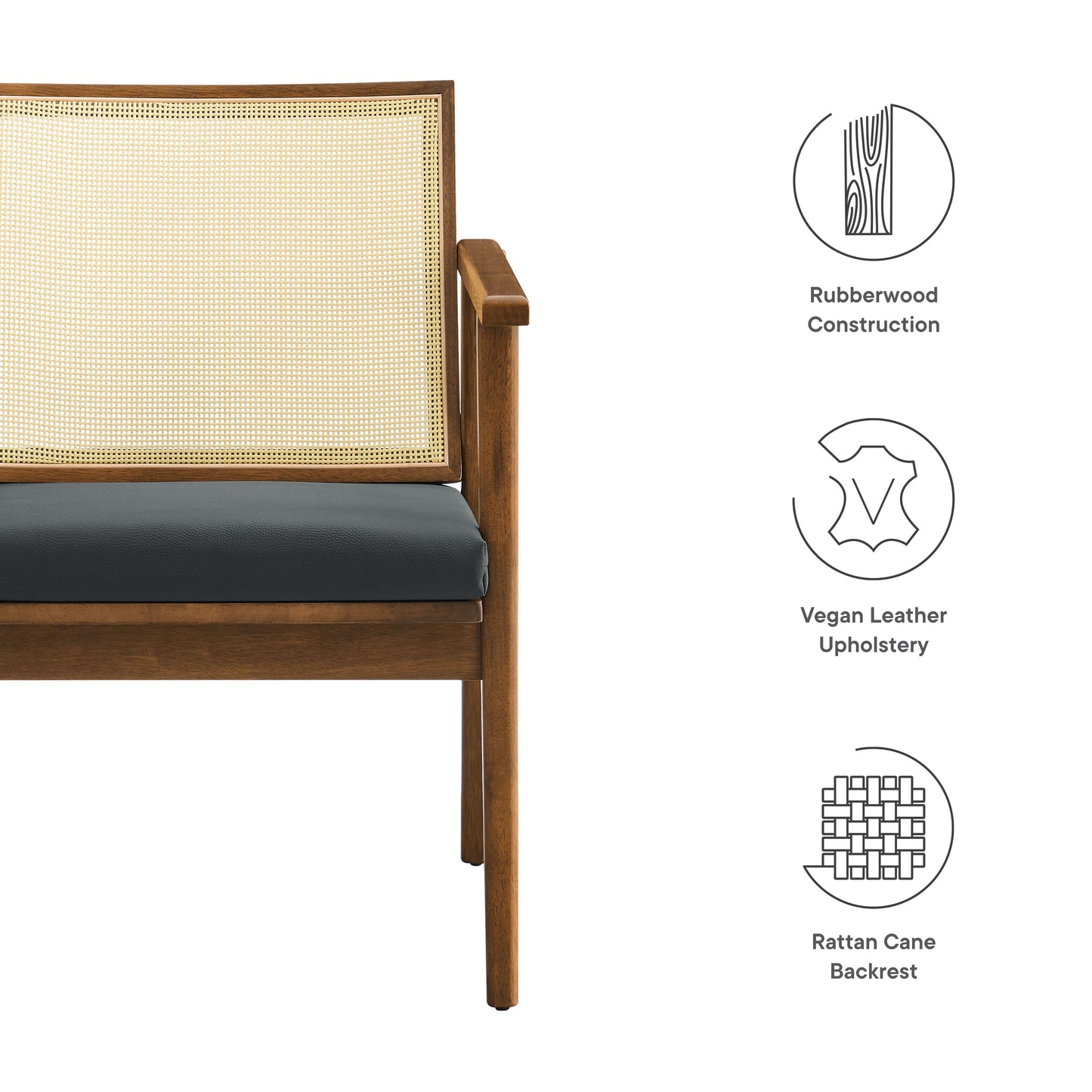 Thera Vegan Leather and Cane Accent Armchairs Set of 2 by Modway | Sofa Set | Modishstore - 9