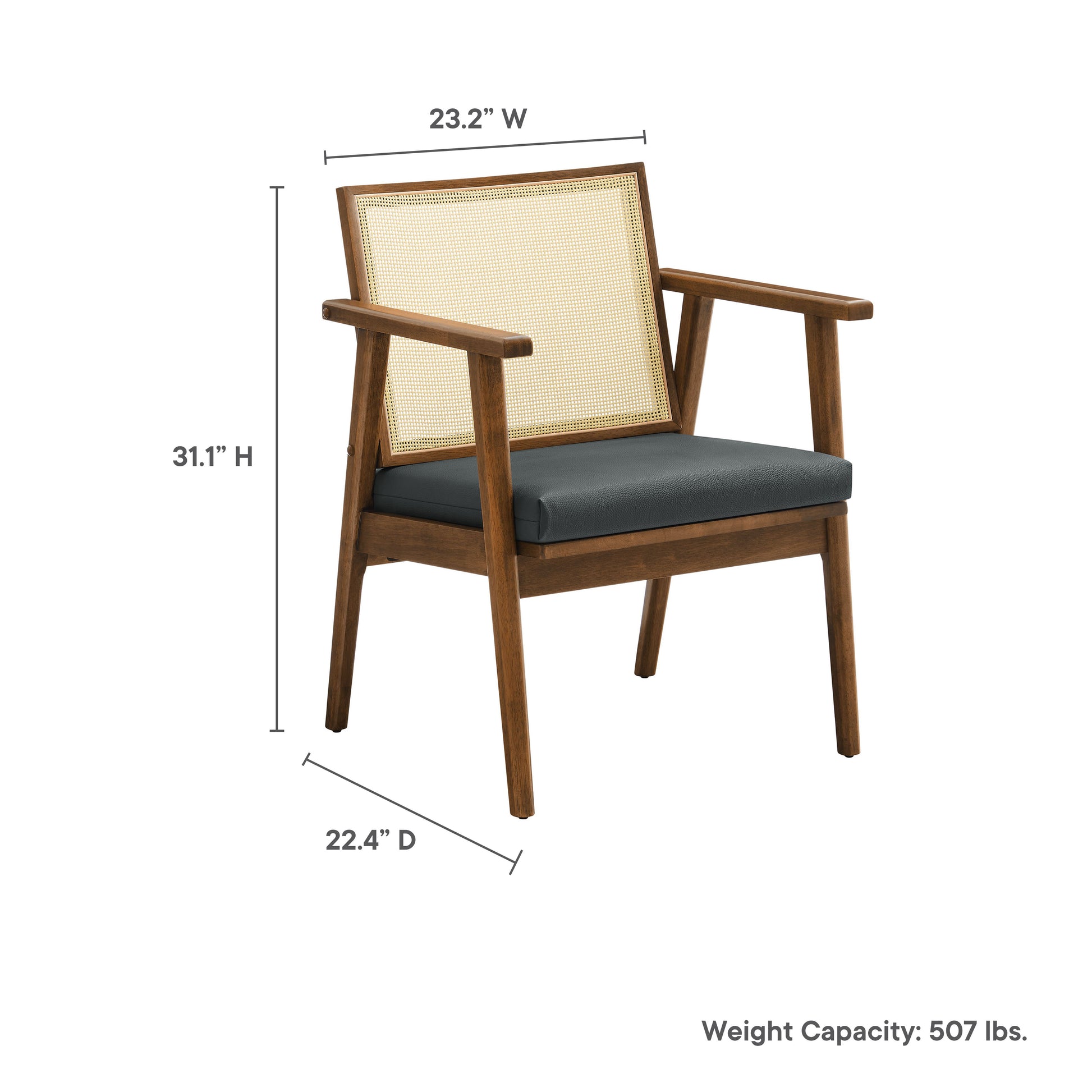 Thera Vegan Leather and Cane Accent Armchairs Set of 2 by Modway | Sofa Set | Modishstore - 10