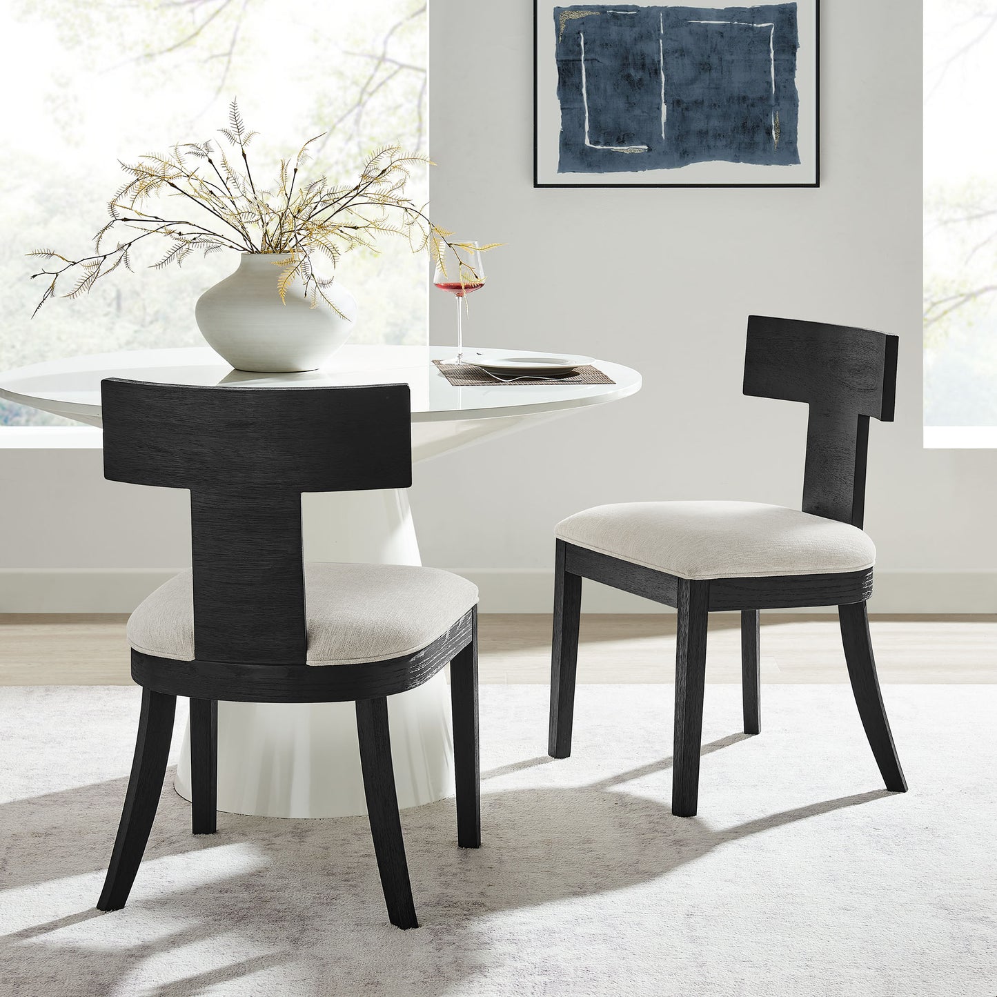 Peregrine Wood and Fabric Upholstered Dining Chairs Set of 2 by Modway | Dining Chairs | Modishstore - 1