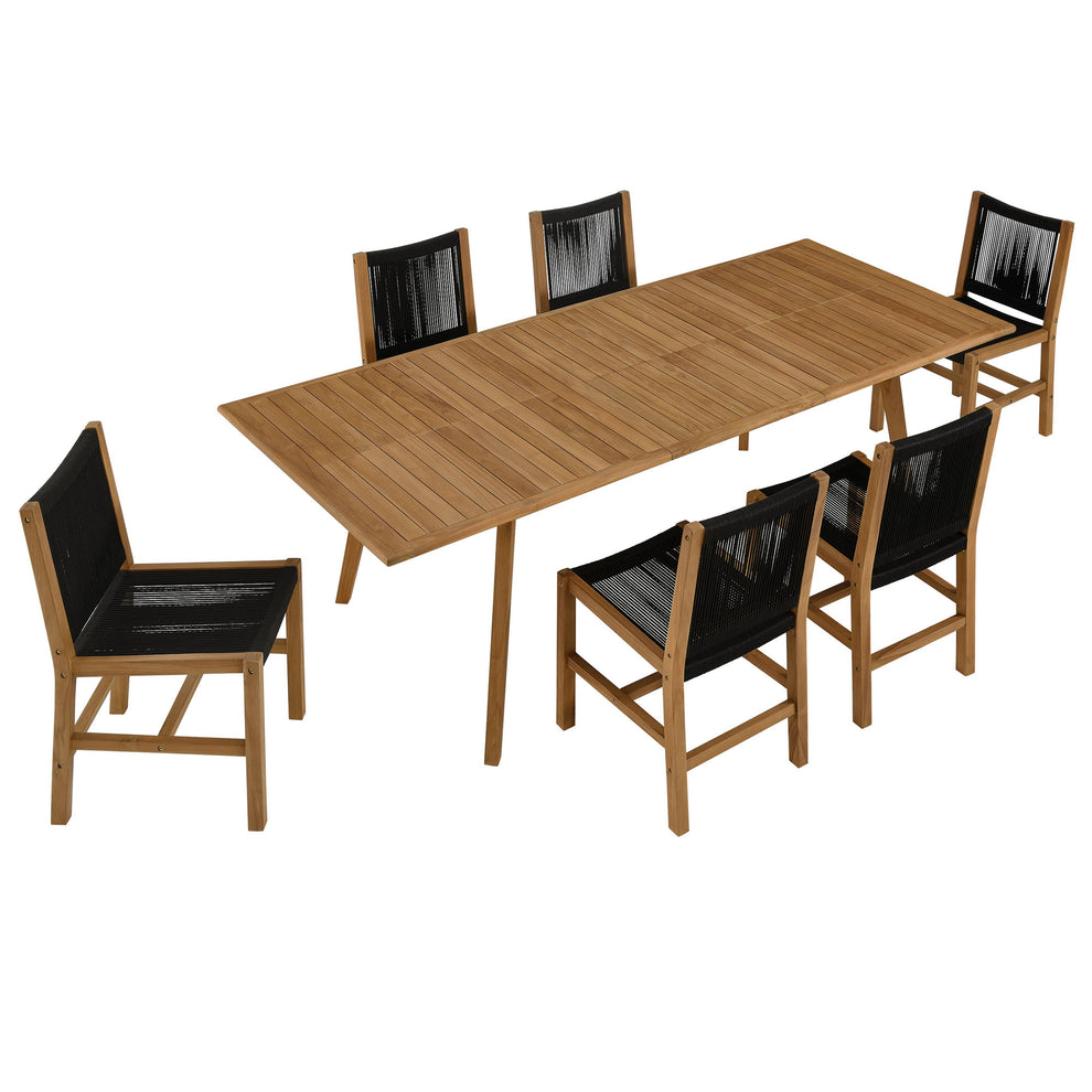 Vienna 7-Piece Outdoor Patio Teak and Rope Dining Set with Armless Chairs by Modway | Outdoor Dining Sets | Modishstore - 2