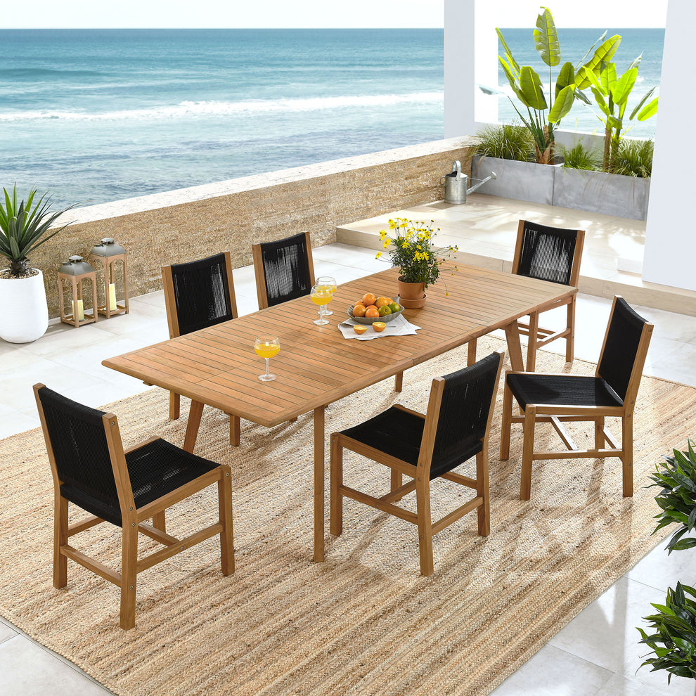 Vienna 7-Piece Outdoor Patio Teak and Rope Dining Set with Armless Chairs by Modway | Outdoor Dining Sets | Modishstore - 1