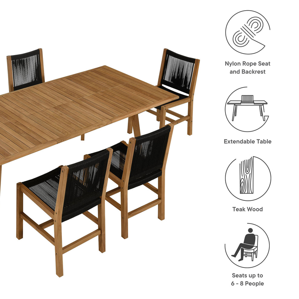 Vienna 7-Piece Outdoor Patio Teak and Rope Dining Set with Armless Chairs by Modway | Outdoor Dining Sets | Modishstore - 4