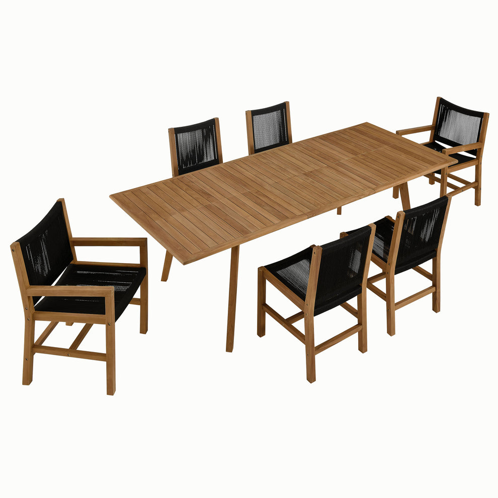 Vienna 7-Piece Outdoor Patio Teak and Rope Dining Set by Modway | Outdoor Dining Sets | Modishstore - 2