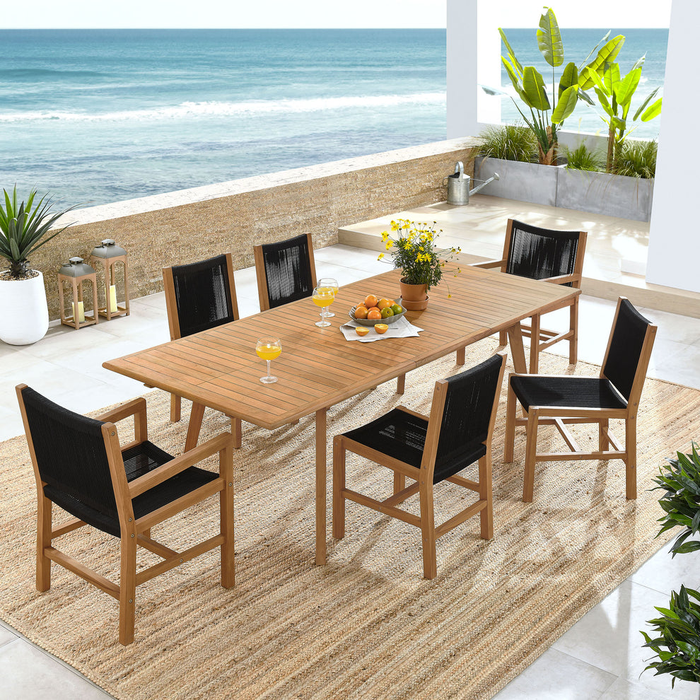 Vienna 7-Piece Outdoor Patio Teak and Rope Dining Set by Modway | Outdoor Dining Sets | Modishstore - 1