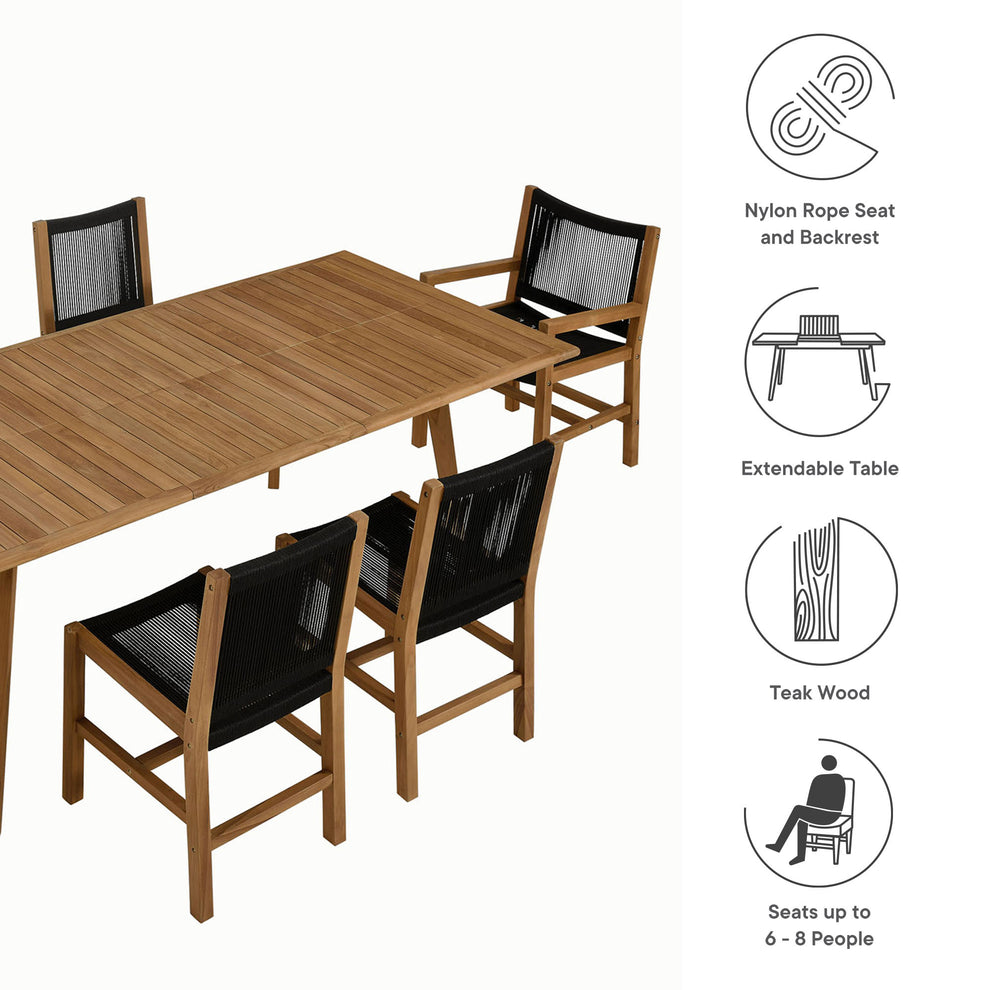 Vienna 7-Piece Outdoor Patio Teak and Rope Dining Set by Modway | Outdoor Dining Sets | Modishstore - 4