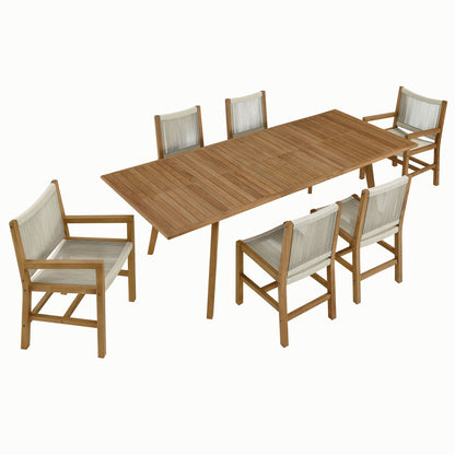 Vienna 7-Piece Outdoor Patio Teak and Rope Dining Set by Modway | Outdoor Dining Sets | Modishstore - 8