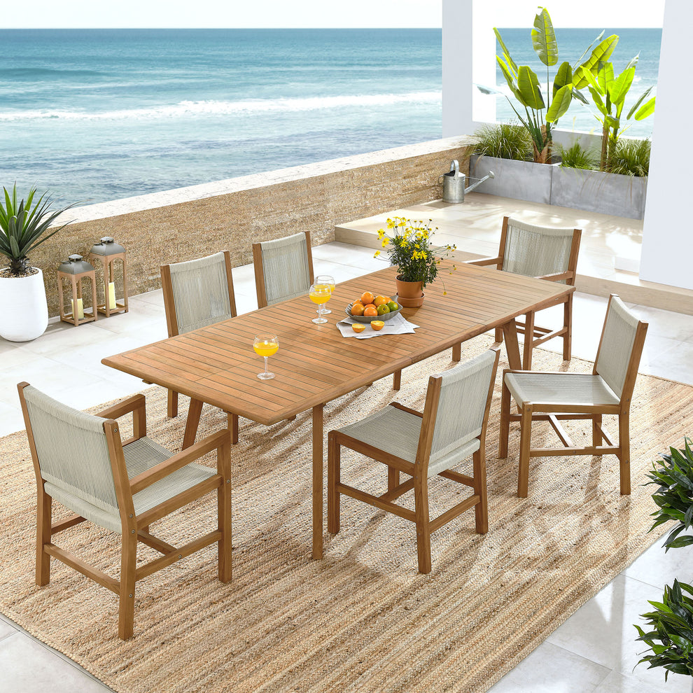 Vienna 7-Piece Outdoor Patio Teak and Rope Dining Set by Modway | Outdoor Dining Sets | Modishstore - 10