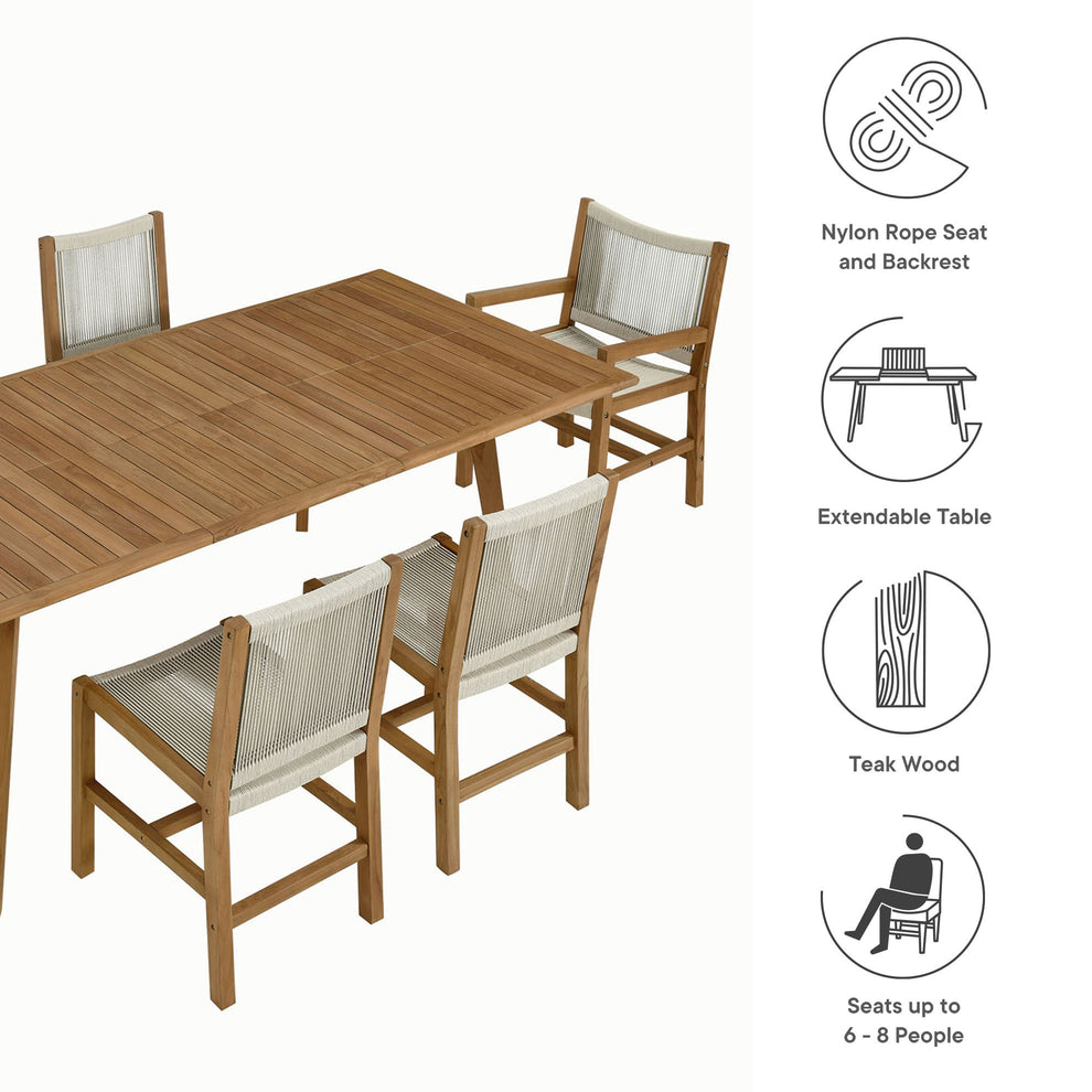 Vienna 7-Piece Outdoor Patio Teak and Rope Dining Set by Modway | Outdoor Dining Sets | Modishstore - 11