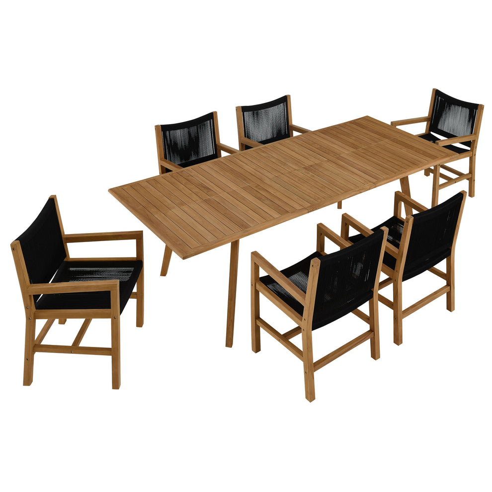 Vienna 7-Piece Outdoor Patio Teak and Rope Dining Set with Armchairs by Modway | Armchairs | Modishstore - 2